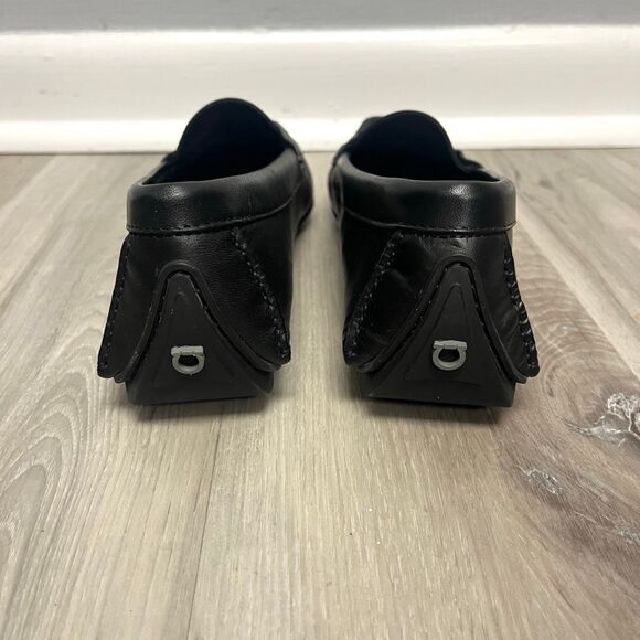 Salvatore Ferragamo Flats Women’s 9 AA (Narrow) Black Leather Loafer Driver New - Picture 4 of 7